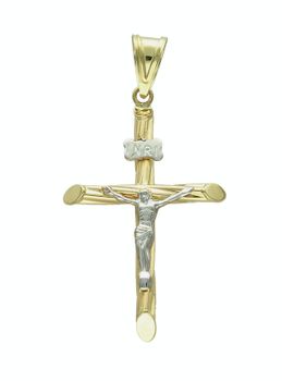 Złota zawieszka Krzyż z pasyjką 585 krzyżyk z wizerunkiem Jezusa ZA 7470.jpg